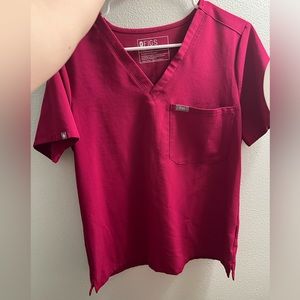 Deep Magenta figs scrub top- size medium